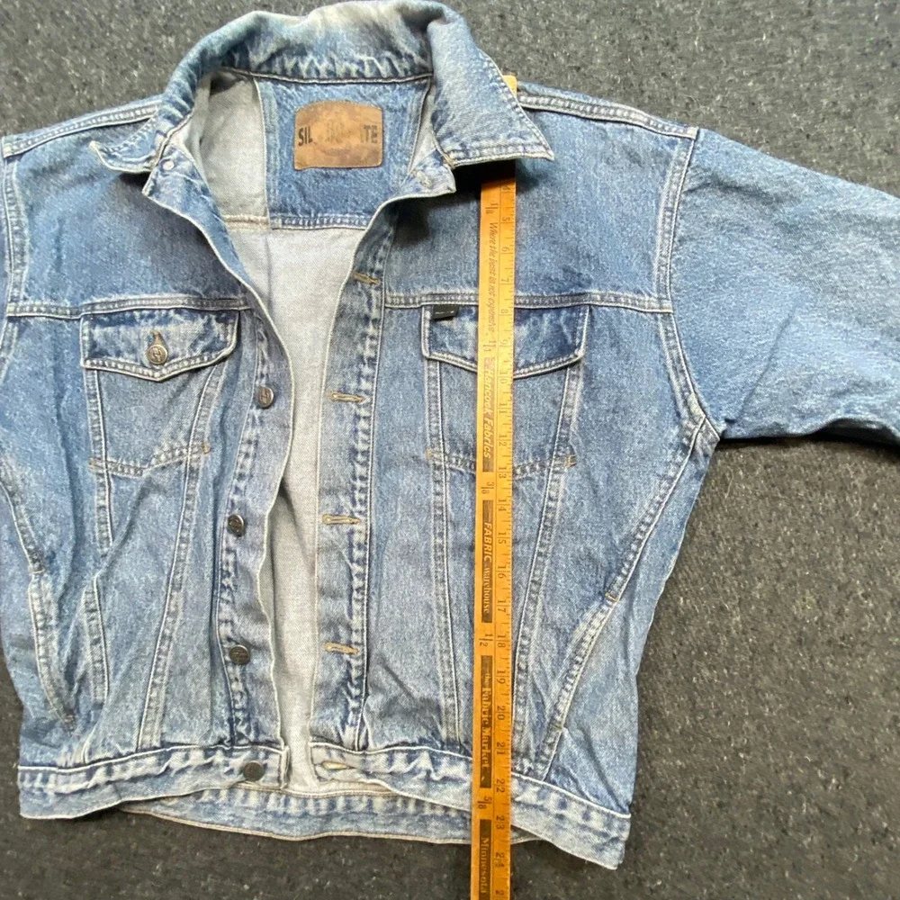 Silver Plate Denim Trucker Jacket Sz L Men Blue Grunge 90s Skater Light Wash Tag